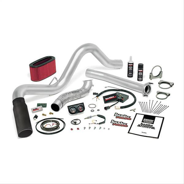 Banks Power Ford 1995-1997 7.3L Powerstroke Stinger Systems for 1995-1996 F-250, 1997 F-250 HD, F-350 - 48557-B Performance Package, Stinger, Stainless Exhaust, Black Tip, Ram-Air Filter, OttoMind Module, Ford, 7.3L, DynaFact Gauges, Automatic, Kit