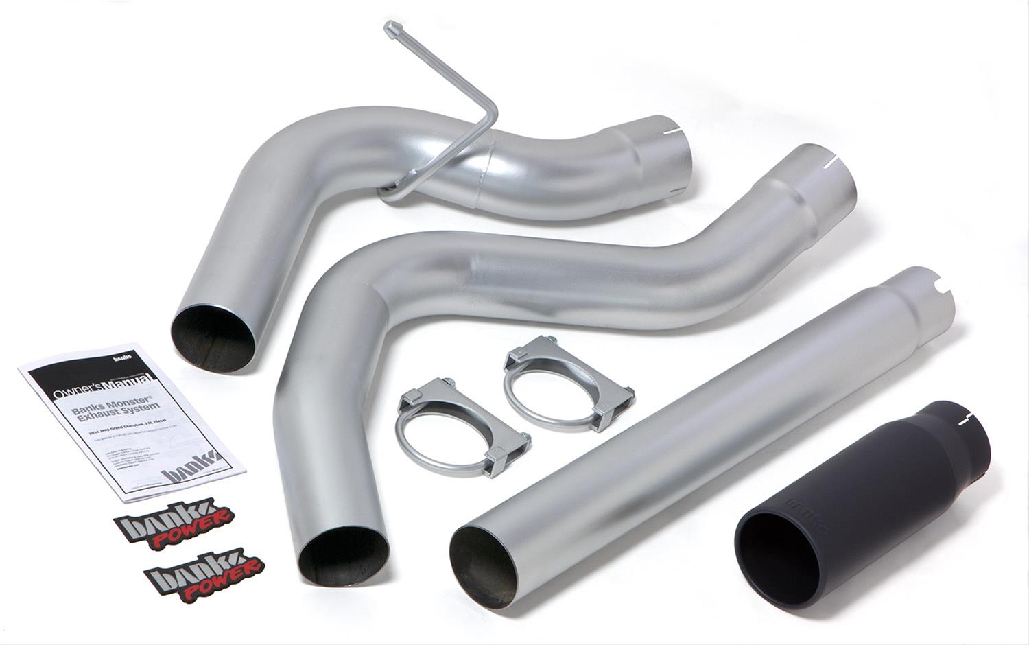 Banks Power Monster Exhaust Systems 48601-B System, Exhaust, Particulate Filter-Back, Stainless Steel, Single Exit, Passenger Side, Black Tip, Ram, 3.0L, Diesel, Kit