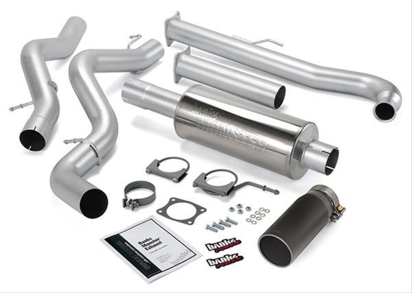 Banks Power Monster Exhaust Systems 48632-B System, Exhaust, Cat-Back, Stainless Steel, Single Exit, Passenger Side, Black Tip, Chevy, GMC, 6.6L, Kit thumbnail 2