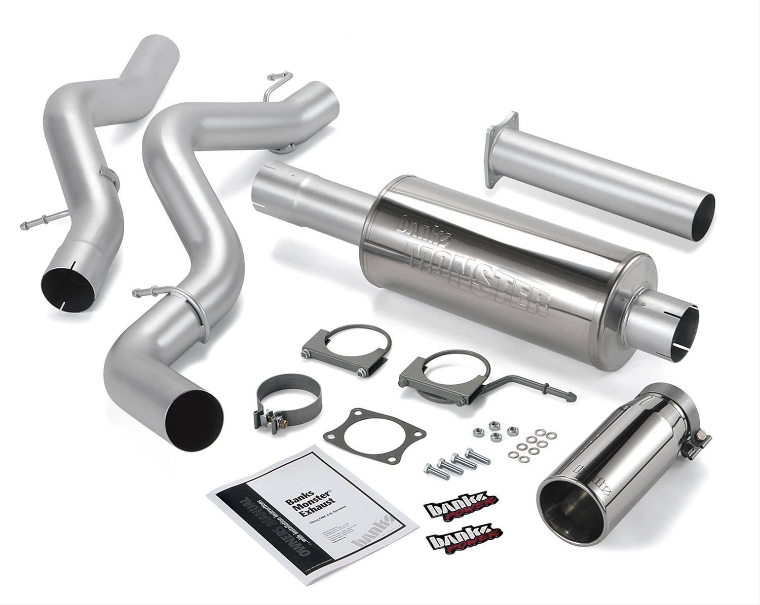 Banks Power Monster Exhaust Systems 48629 System, Exhaust, Turbo-Back, Stainless Steel, Single Exit, Passenger Side, Chrome Tip, Chevy, GMC, 6.6L, No Catalytic Converter, Kit thumbnail 2
