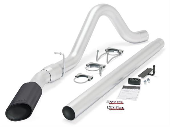 Banks Power Monster Exhaust Systems 49781-B System, Exhaust, Particulate Filter Back, Stainless, Natural Finish, Single Exit, Passenger Turnout, Black Tip, Ford, 6.4L, Kit thumbnail 2