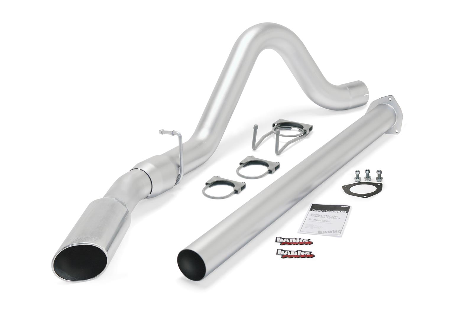 Banks Power Monster Exhaust Systems 49792 System, Exhaust, Particulate Filter Back, Stainless, Natural, Single Exit, Passenger Side, Straight Rear, Chrome Tip, Ford, 6.7L, Kit