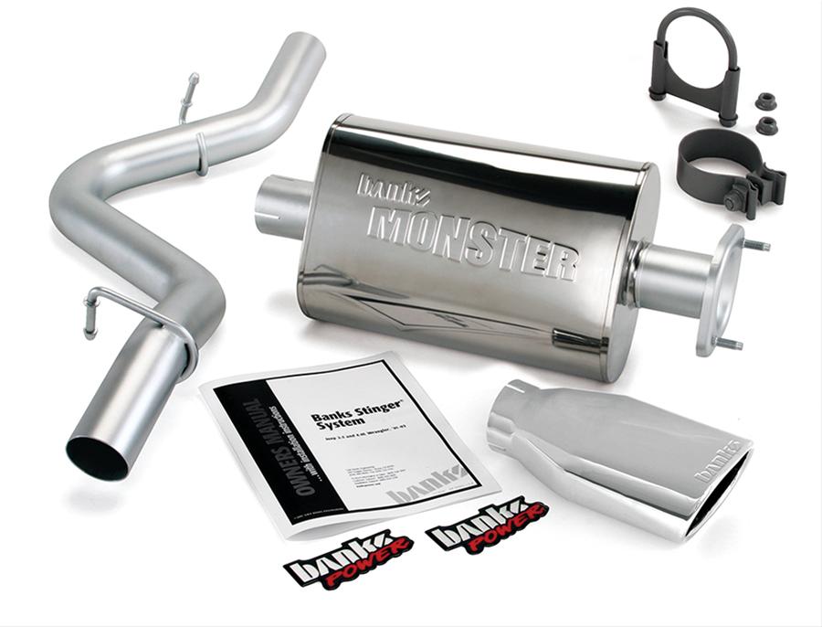 Banks Power 04-06 Jeep 4.0L Wrangler Monster Exhaust System - SS Single Exhaust w/ Chrome Tip thumbnail 2