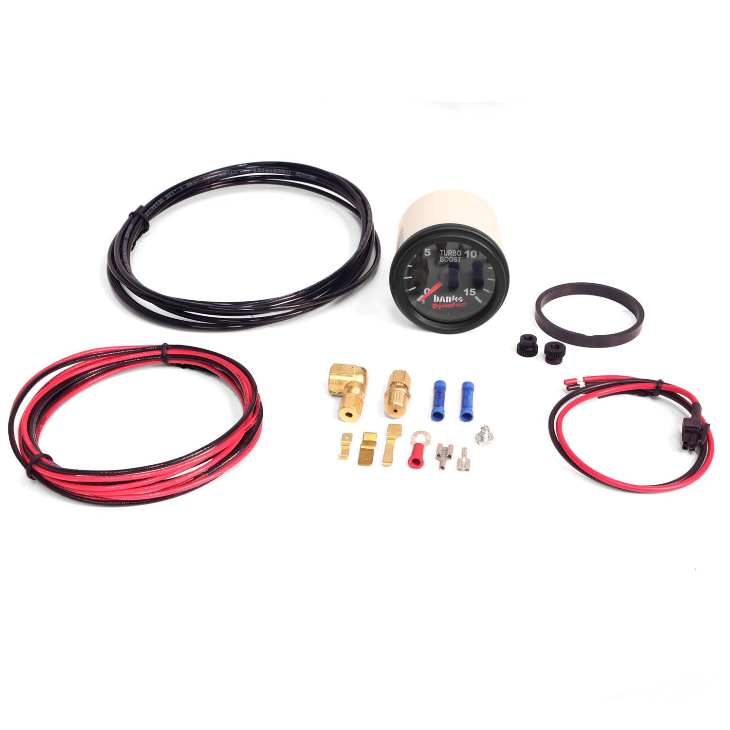 Banks Power DynaFact Boost Gauges 64050 Gauge, DynaFact, Pressure, Analog, 0 - 15 psi, 2 1/16 in. Diameter, Mechanical Sending Unit, Each