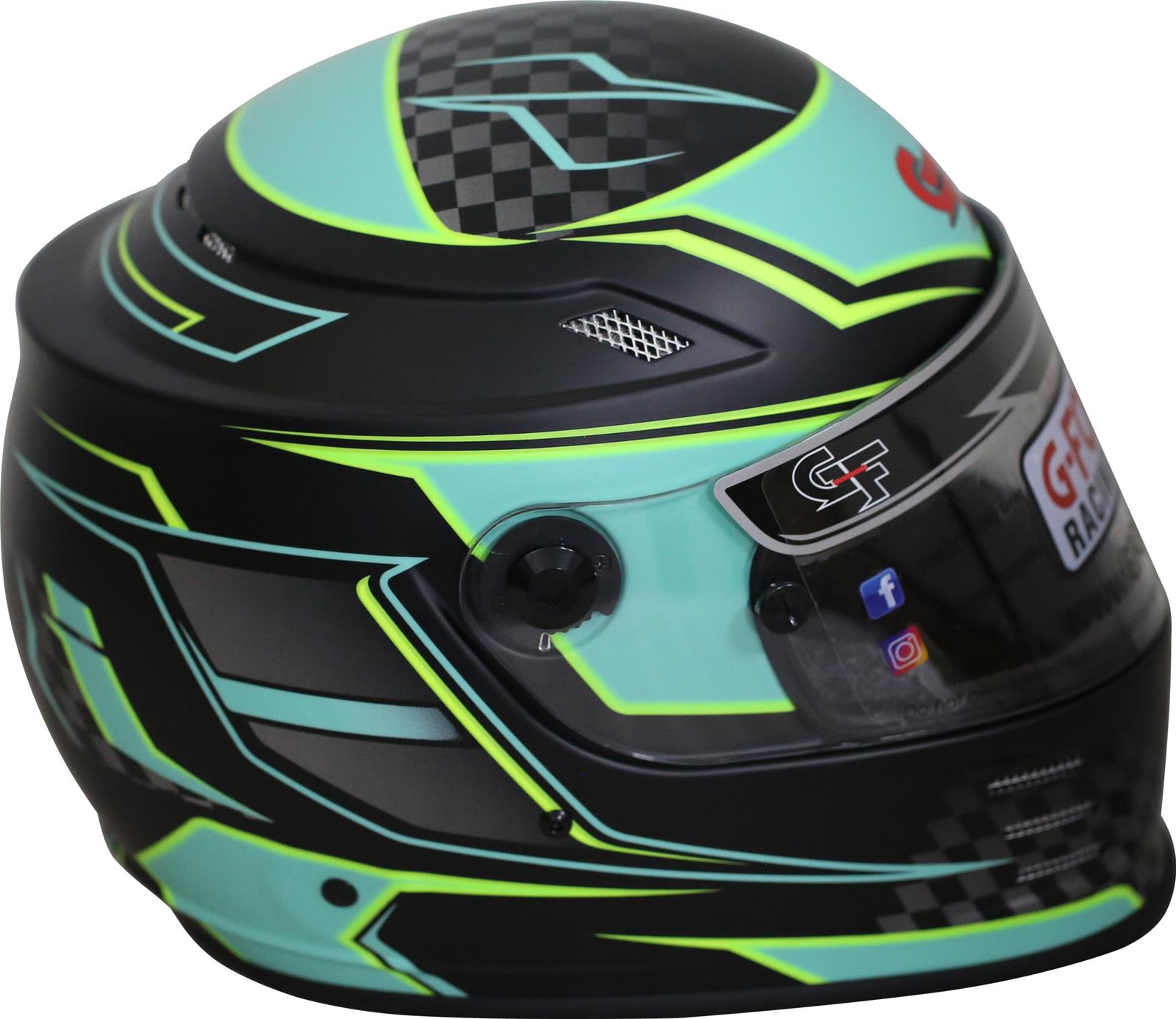 G-FORCE REVO Graphics SA2020 Helmets 13005XSMTL Helmet, Graphics, Full Face, Snell SA2020, Black/Teal, Clear Polycarbonate Shield, EPS Liner, Vented, X-Small, Each thumbnail 2