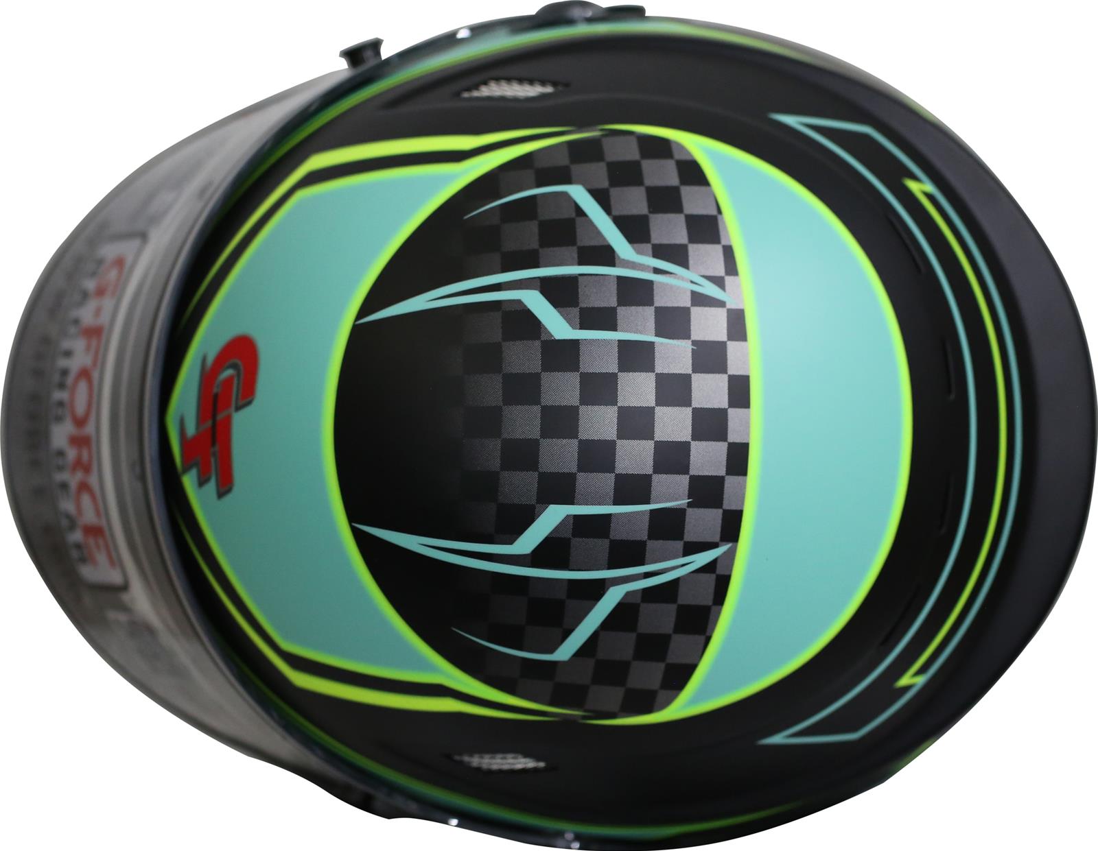G-FORCE REVO Graphics SA2020 Helmets 13005XSMTL Helmet, Graphics, Full Face, Snell SA2020, Black/Teal, Clear Polycarbonate Shield, EPS Liner, Vented, X-Small, Each thumbnail 3