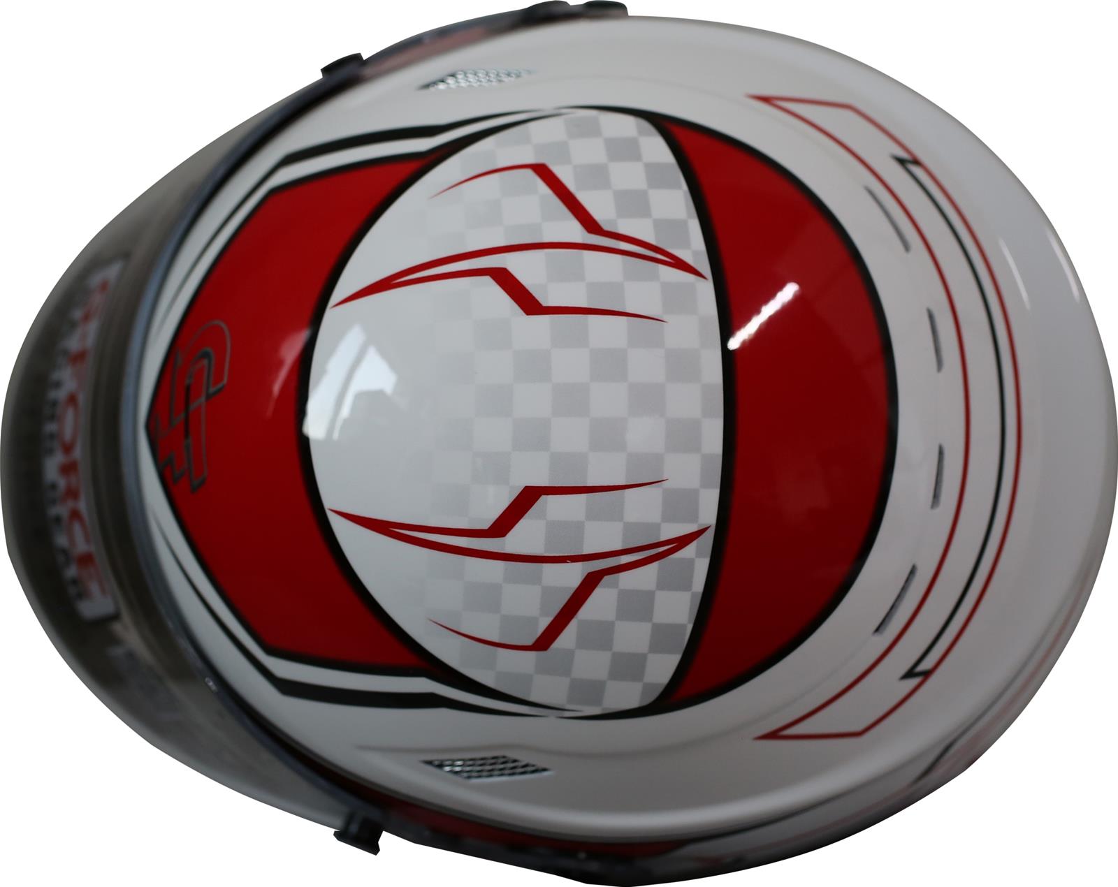 G-FORCE REVO Graphics SA2020 Helmets 13005LRGRD Helmet, Graphics, Full Face, Snell SA2020, White/Red, Clear Polycarbonate Shield, EPS Liner, Vented, Large, Each thumbnail 3