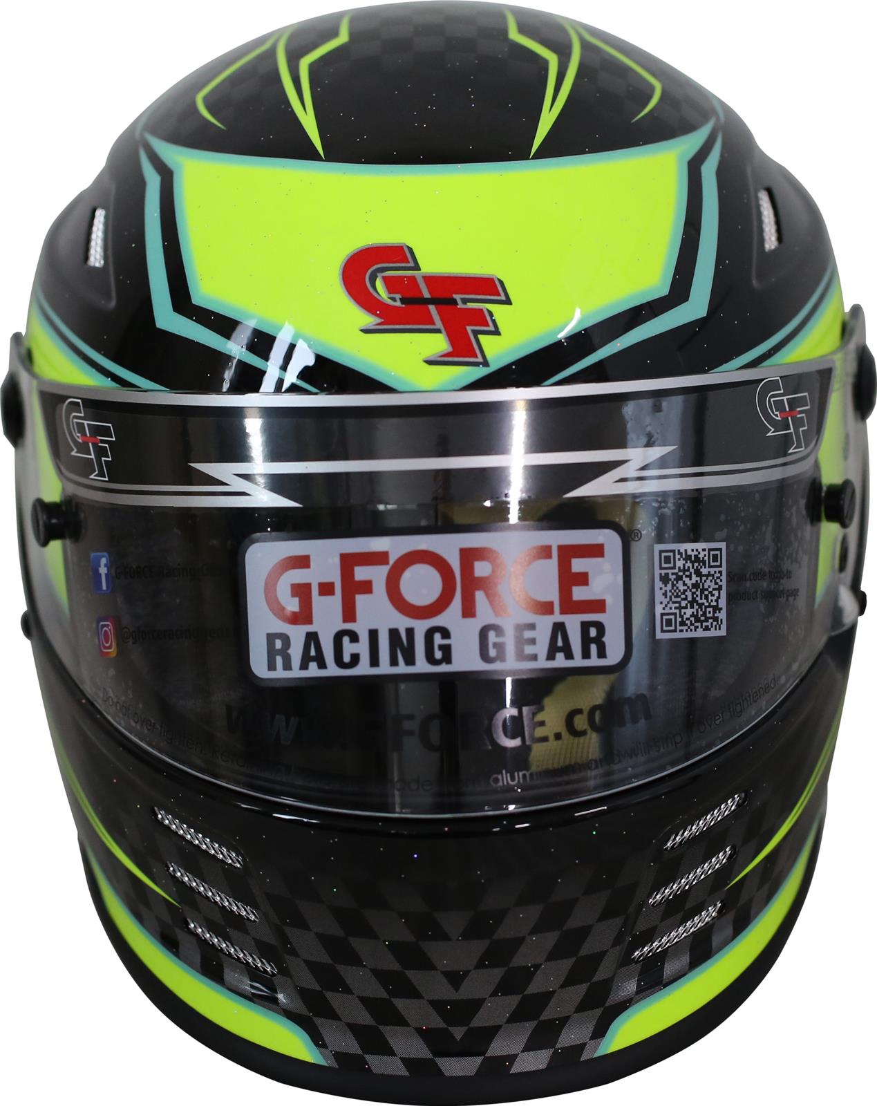 G-FORCE REVO Graphics SA2020 Helmets 13005XLGYL Helmet, Graphics, Full Face, Snell SA2020, Black/Yellow, Clear Polycarbonate Shield, EPS Liner, Vented, X-Large, Each thumbnail 9