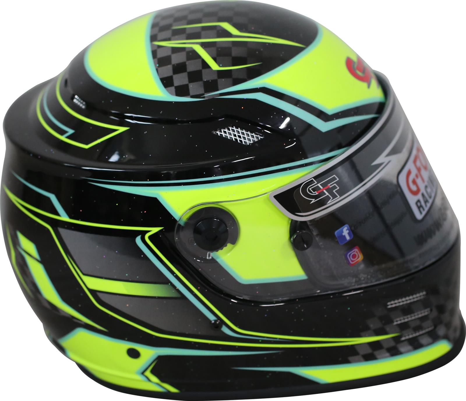 G-FORCE REVO Graphics SA2020 Helmets 13005XLGYL Helmet, Graphics, Full Face, Snell SA2020, Black/Yellow, Clear Polycarbonate Shield, EPS Liner, Vented, X-Large, Each thumbnail 2