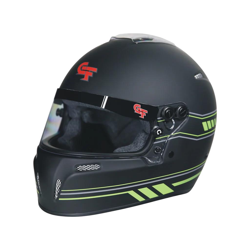 G-FORCE Nighthawk Graphic Helmets 14102XSMM1 Helmet, Nighthawk, Full Face, Snell SA2020, Matte Black/Green, Clear Polycarbonate Shield, EPS Liner, Vented, X-Small, Each