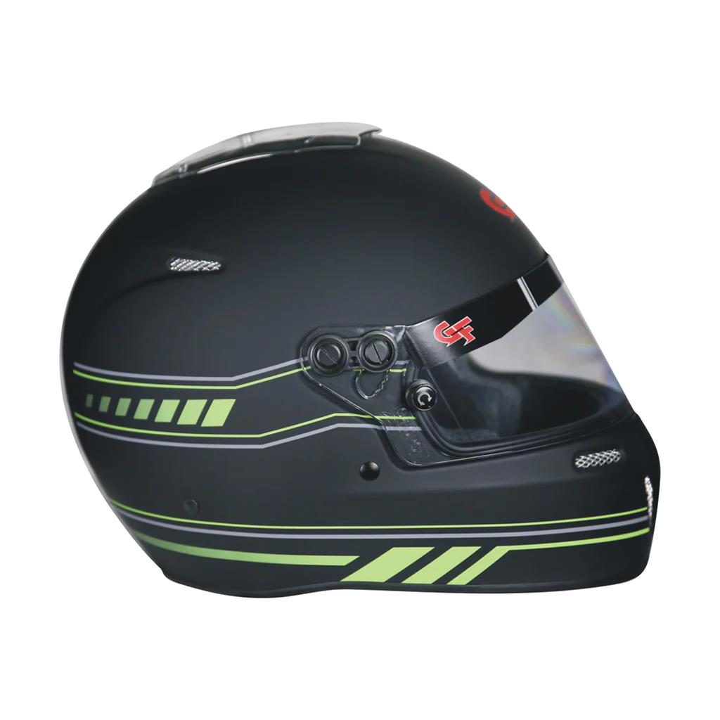 G-FORCE Nighthawk Graphic Helmets 14102XSMM1 Helmet, Nighthawk, Full Face, Snell SA2020, Matte Black/Green, Clear Polycarbonate Shield, EPS Liner, Vented, X-Small, Each thumbnail 2