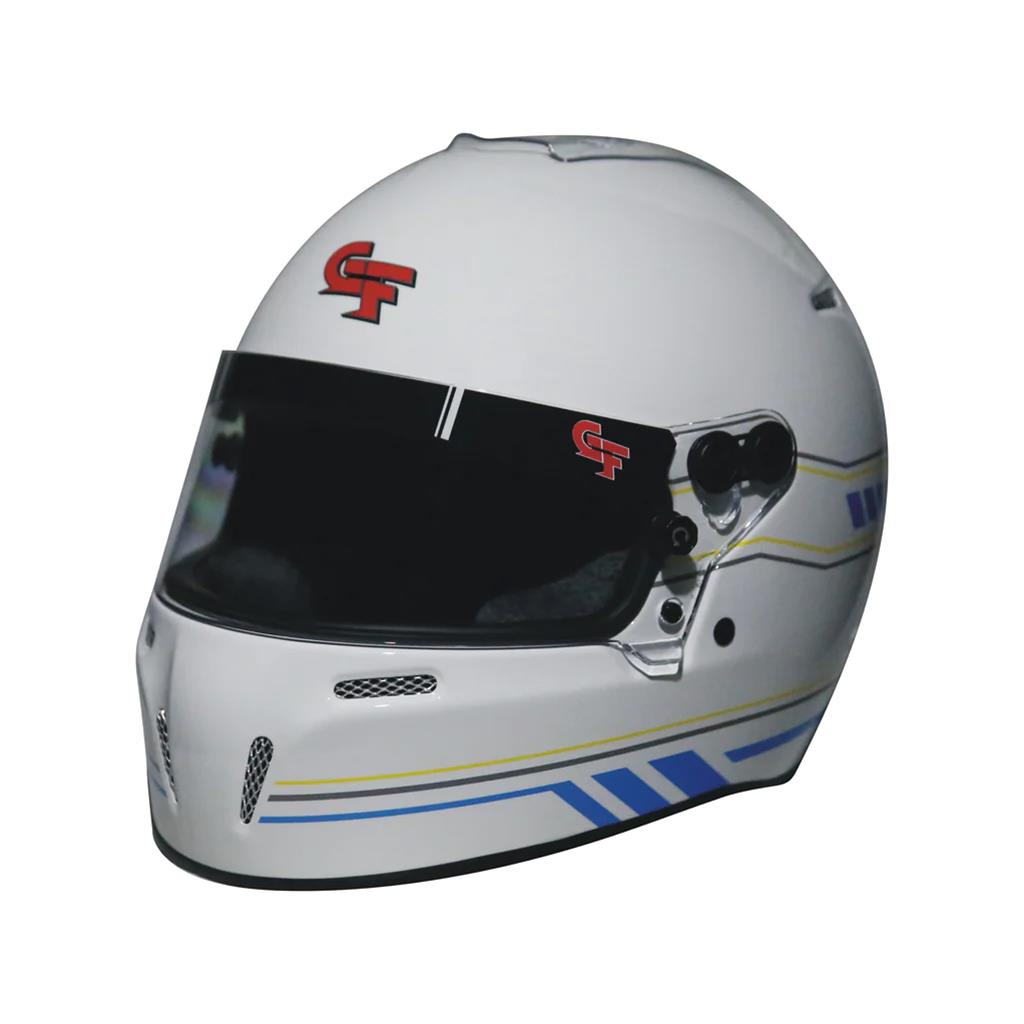 G-FORCE Nighthawk Graphic Helmets 14102LRGW1 Helmet, Nighthawk, Full Face, Snell SA2020, White/Blue, Clear Polycarbonate Shield, EPS Liner, Vented, Large, Each