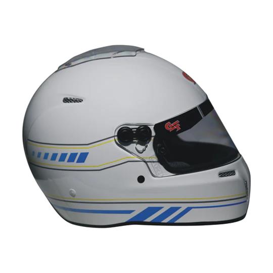 G-FORCE Nighthawk Graphic Helmets 14102LRGW1 Helmet, Nighthawk, Full Face, Snell SA2020, White/Blue, Clear Polycarbonate Shield, EPS Liner, Vented, Large, Each thumbnail 2