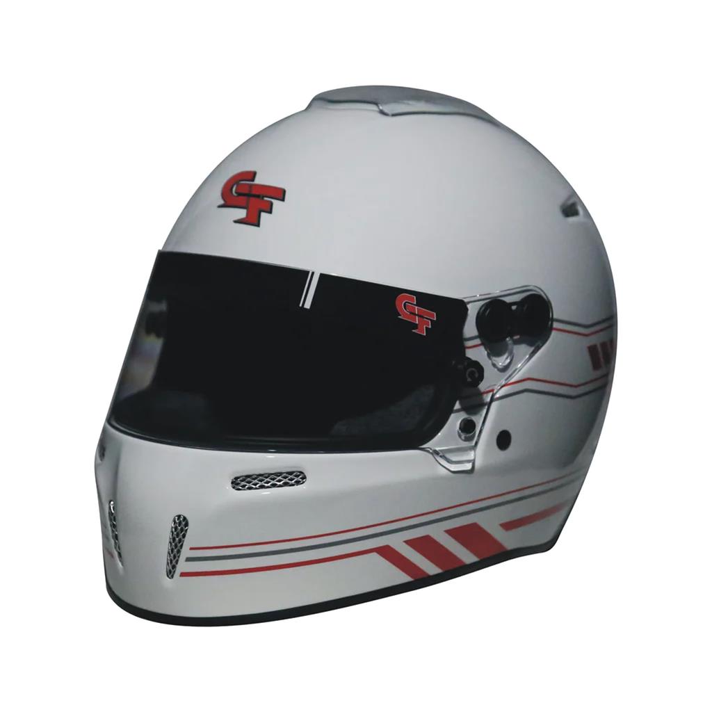 G-FORCE Nighthawk Graphic Helmets 14102XXLW2 Helmet, Nighthawk, Full Face, Snell SA2020, White/Red, Clear Polycarbonate Shield, EPS Liner, Vented, 2X-Large, Each thumbnail 2