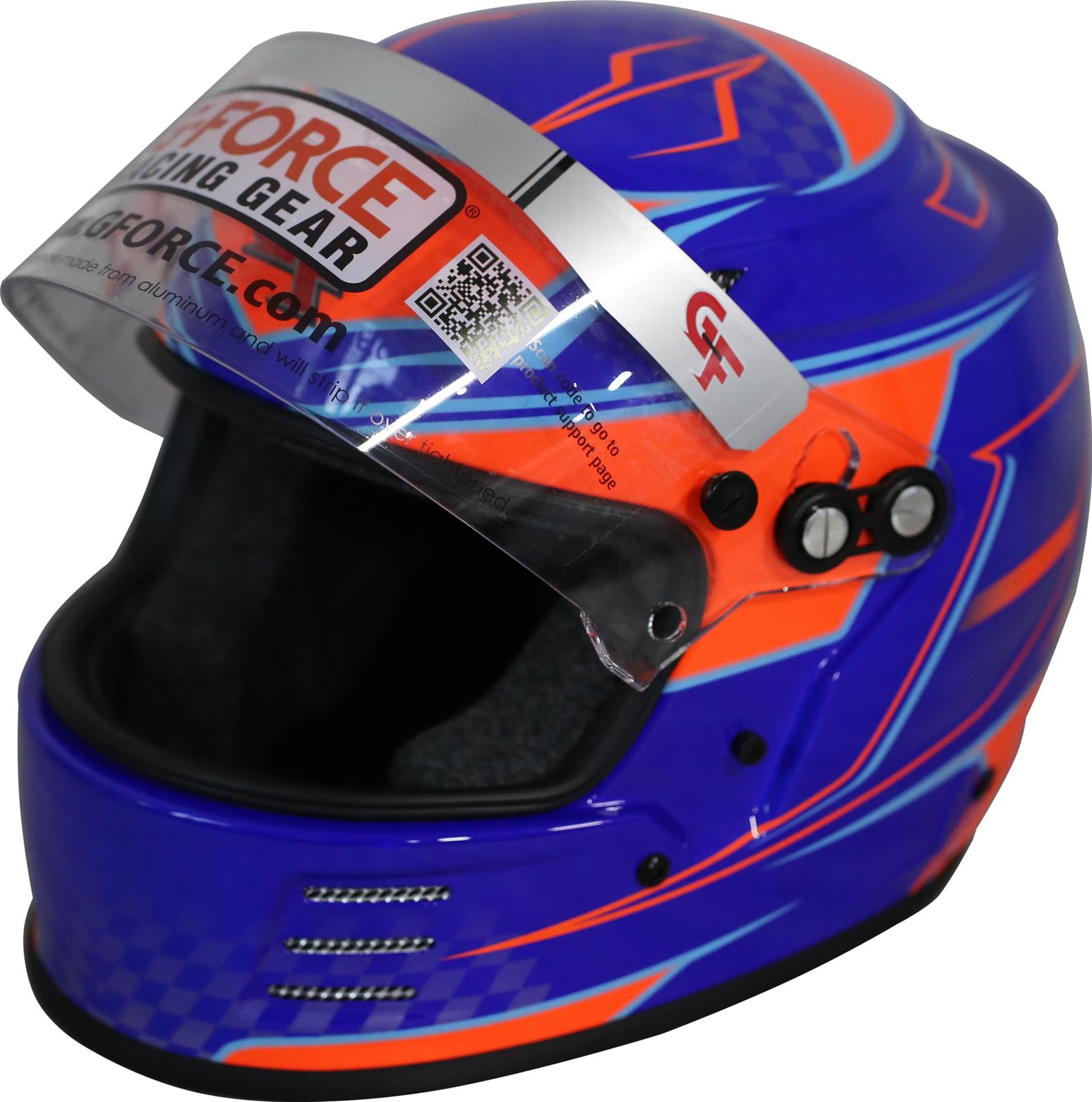 G-FORCE Rookie Graphics SFI 24.1 Helmets 3420BU Helmet, Graphics, Full Face, 24.1, Blue/Orange, Clear Polycarbonate Shield, EPS Liner, Vented, Youth Large, Each thumbnail 4