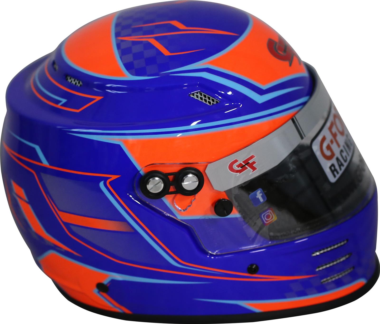 G-FORCE Rookie Graphics SFI 24.1 Helmets 3420BU Helmet, Graphics, Full Face, 24.1, Blue/Orange, Clear Polycarbonate Shield, EPS Liner, Vented, Youth Large, Each thumbnail 2