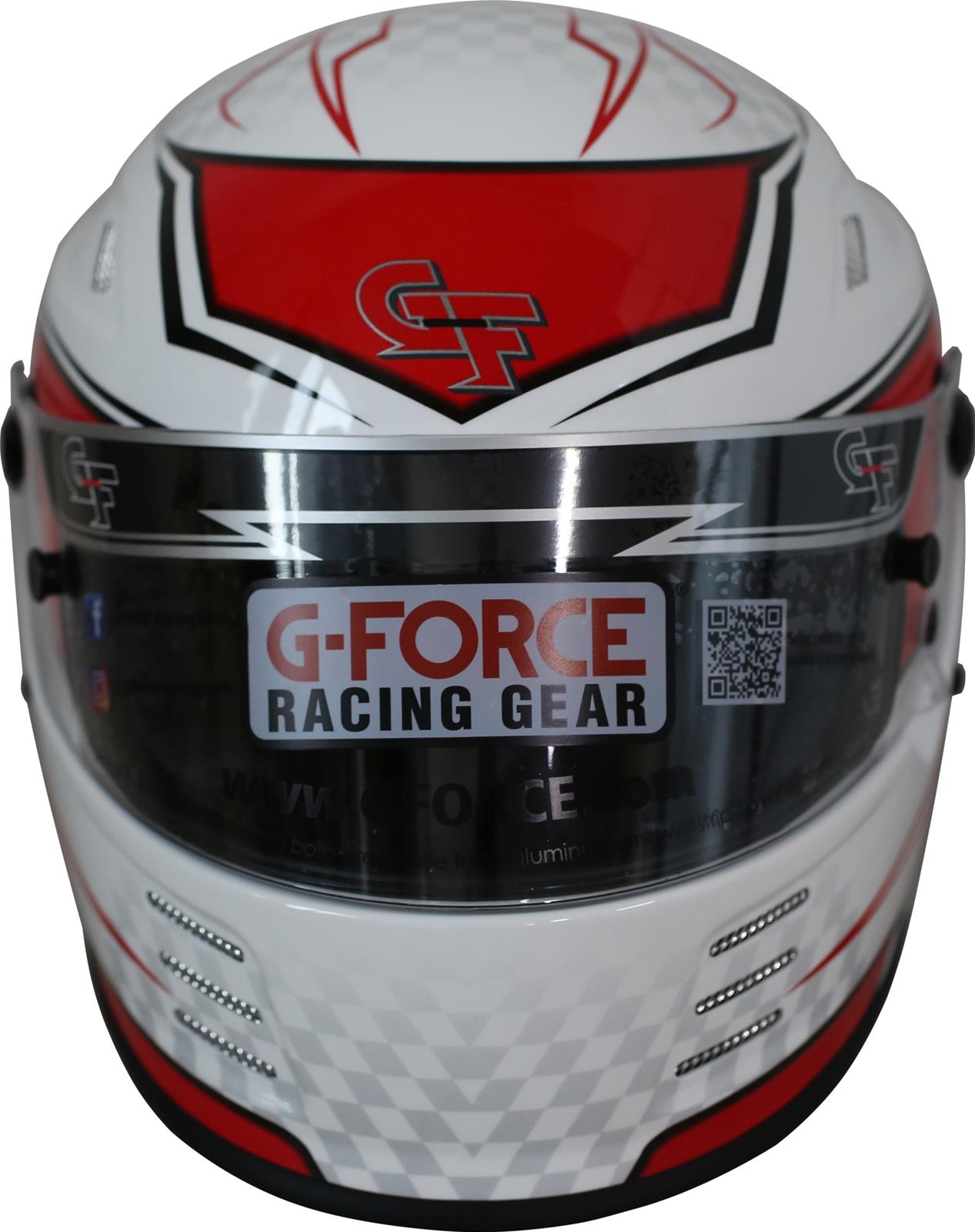 G-FORCE Rookie Graphics SFI 24.1 Helmets 3420RD Helmet, Graphics, Full Face, 24.1, White/Red, Clear Polycarbonate Shield, EPS Liner, Vented, Youth Large, Each thumbnail 9