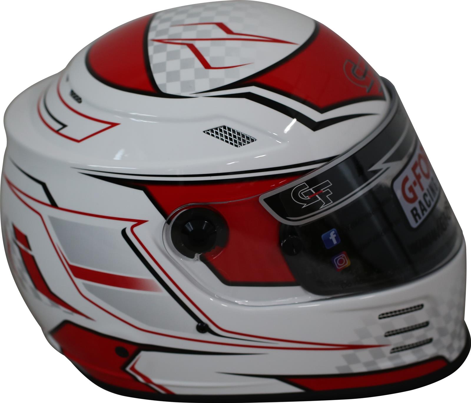G-FORCE Rookie Graphics SFI 24.1 Helmets 3420RD Helmet, Graphics, Full Face, 24.1, White/Red, Clear Polycarbonate Shield, EPS Liner, Vented, Youth Large, Each thumbnail 2