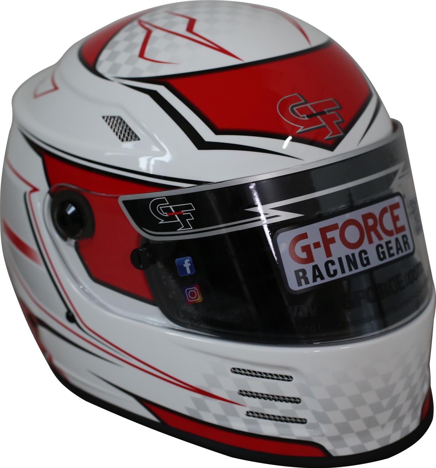 G-FORCE Rookie Graphics SFI 24.1 Helmets 3420RD Helmet, Graphics, Full Face, 24.1, White/Red, Clear Polycarbonate Shield, EPS Liner, Vented, Youth Large, Each thumbnail 6