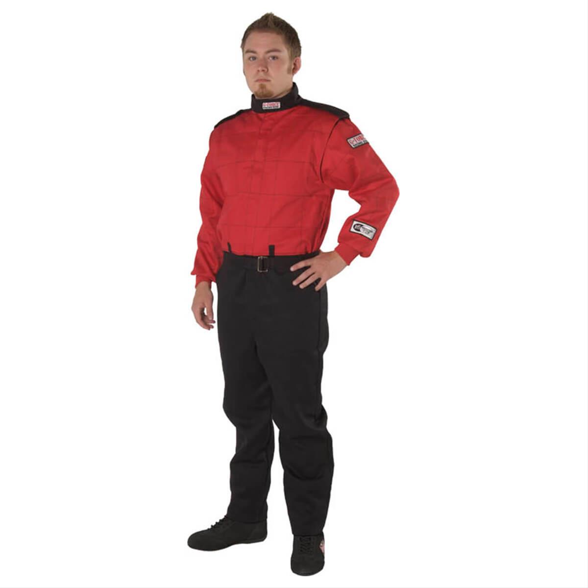 G-FORCE GF525 Driving Suits 4525LRGRD Suit, GF525, One-Piece, Multiple Layer, Pyrovatex, Large, Red Top, Black Bottom, Each