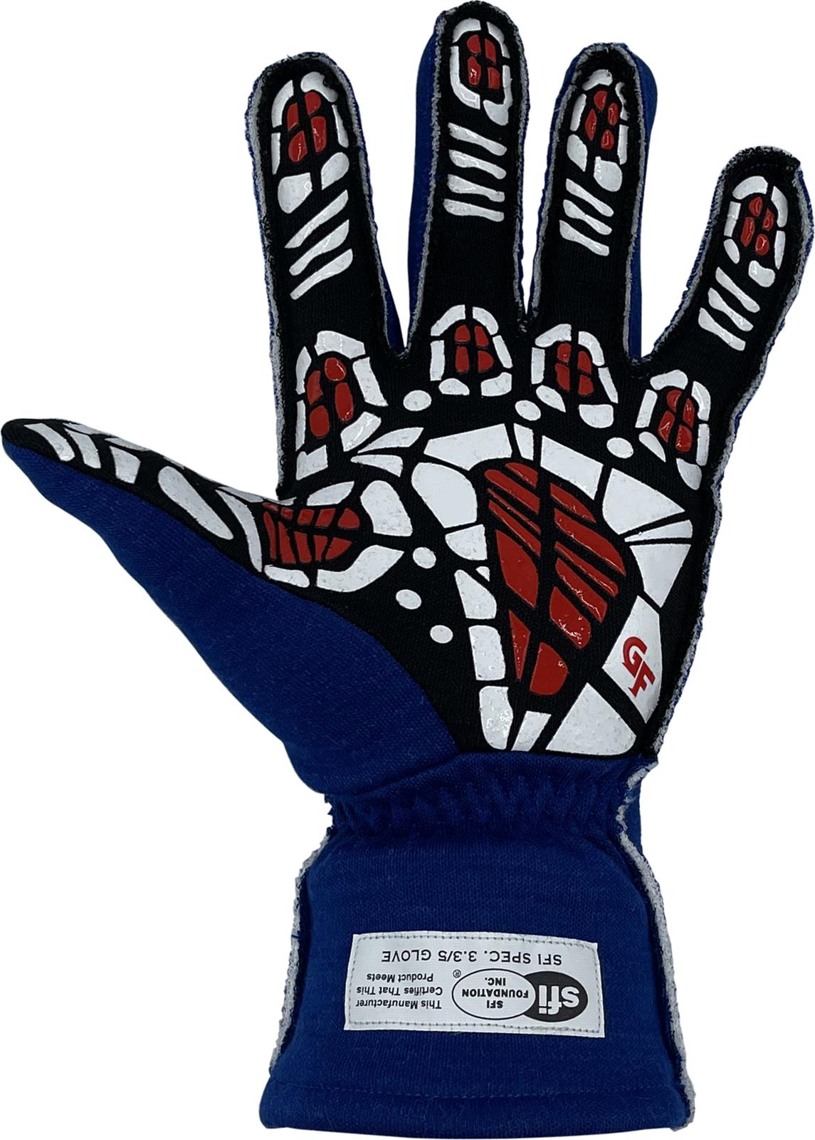 G-FORCE G-Limit RS Racing Gloves 54000MEDBU Driving Gloves, RS, 2 Layers, SFI 3.3/5, Nomex®, Blue, Medium, Pair