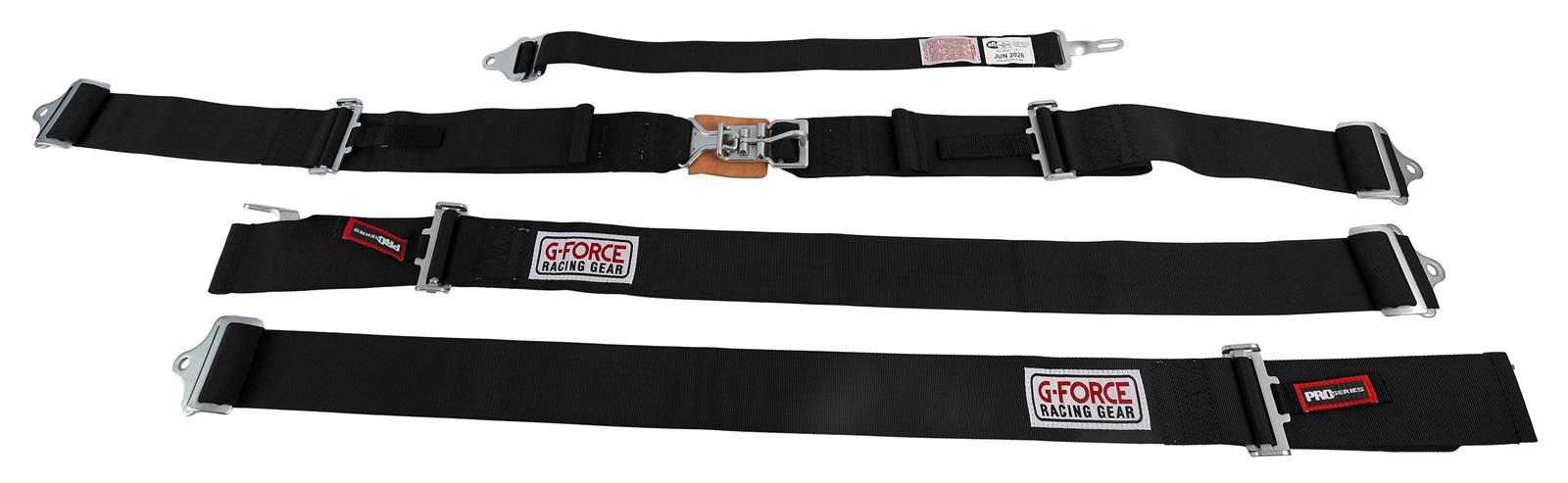 G-FORCE Latch and Link Individual Shoulder 5-Point Harness 6100BK Harness, Complete, 5-Point, & Link, Individual-Type, Bolt-In, Floor/Roll Bar Mount, Black, Each