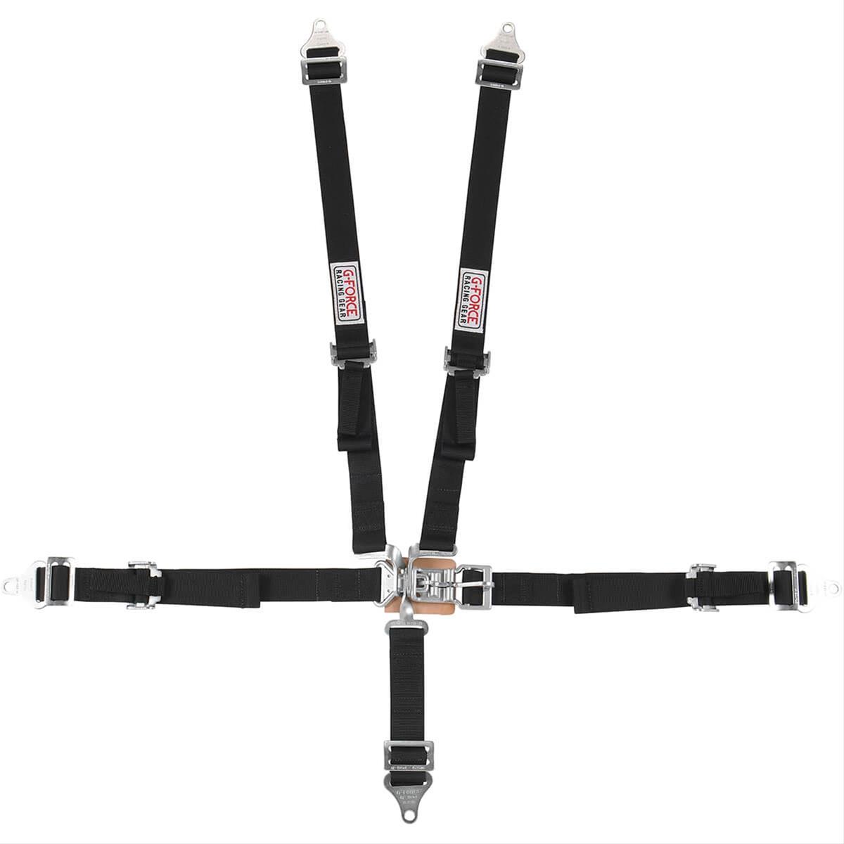 G-FORCE Junior Racer Latch and Link 5-Point Harness 6460BK Harness, Complete, Racer, Latch, Individual-Type, Bolt-In, Floor/Roll Bar Mount, Black, Each thumbnail 2