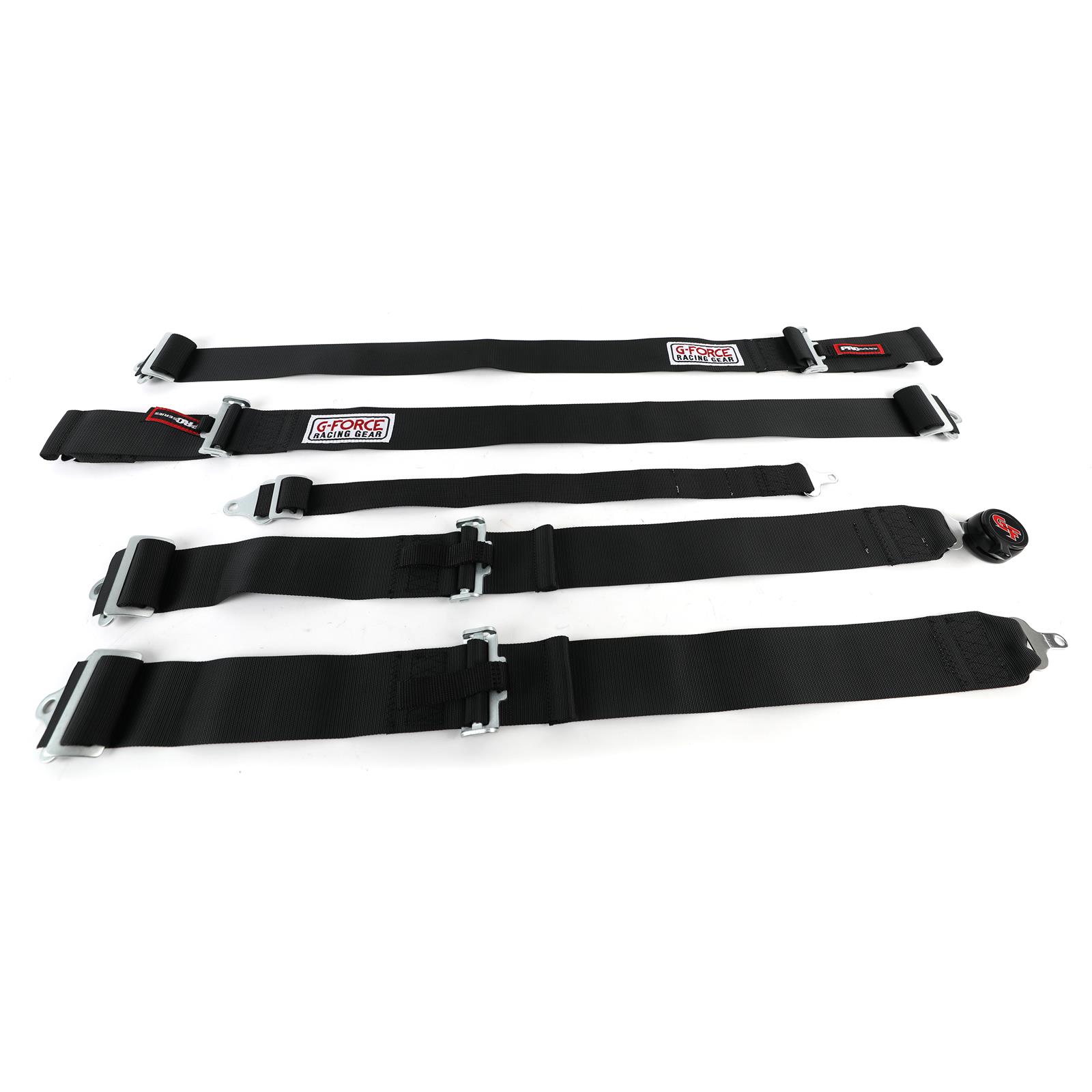G-FORCE Camlock 5-Point Harness 7100BK Harness, Complete, Camlock, Individual-Type, Bolt-In, Floor Mount, Black, Each