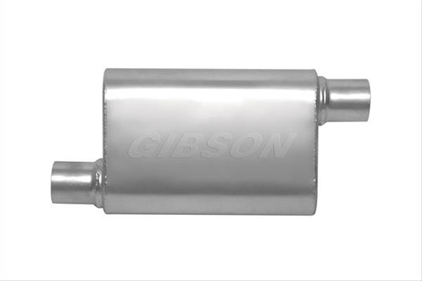 Gibson CFT Superflow Offset/Offset Oval Muffler - 4x9x13in/2.25in Inlet/2.25in Outlet - Stainless thumbnail 2
