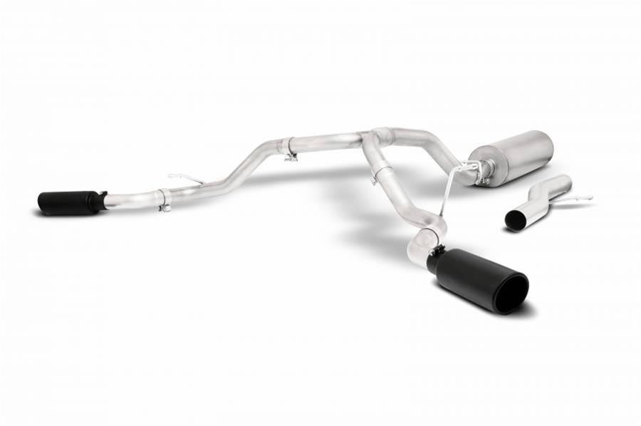 Gibson Elite Black Dual Extreme Exhaust Systems for 2021-2022 SUBURBAN, YUKON XL - 65696B Systems, Extreme, Cat-back, Single In/Dual Out, Stainless, Natural, Split Side Exit, Tips, Chevy, GMC, 5.3L Gen V, Kit thumbnail 2