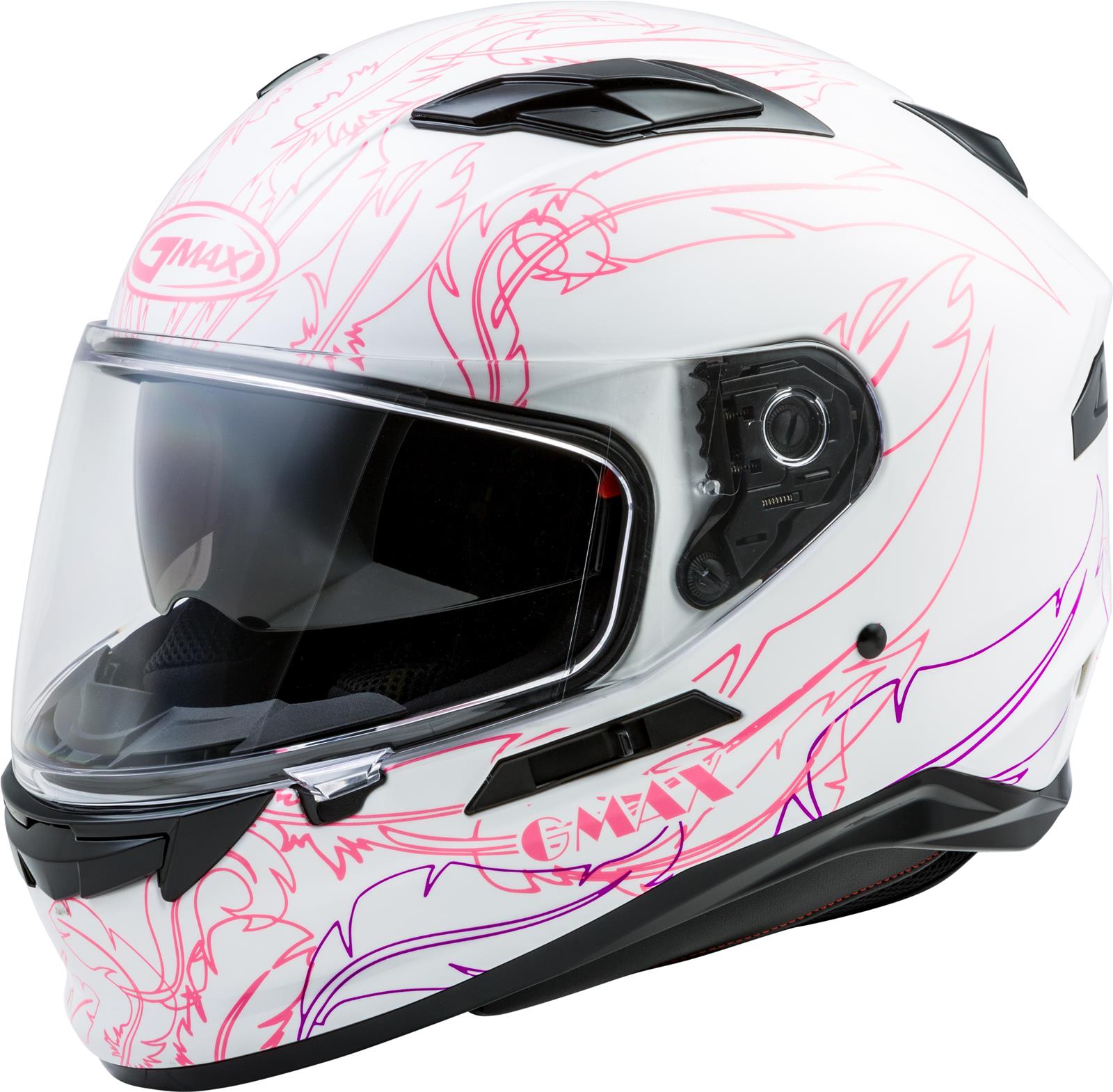 FF-98 Full-FACE Willow Helmet, Full-Face Motorcycle Helmet, DOT- and ECE- Approved for Street Riding and More (White/Pink, X-Large)