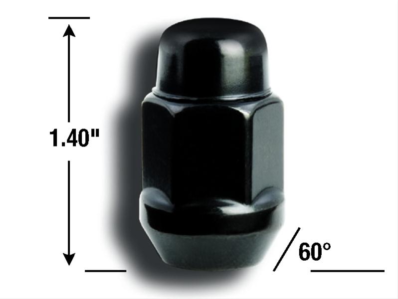 Gorilla Lug Nuts 41187BCB Nuts, Conical Seat, Bulge, 1/2 in. x 20 RH, Closed End, Black, Steel, Set of 4 thumbnail 2