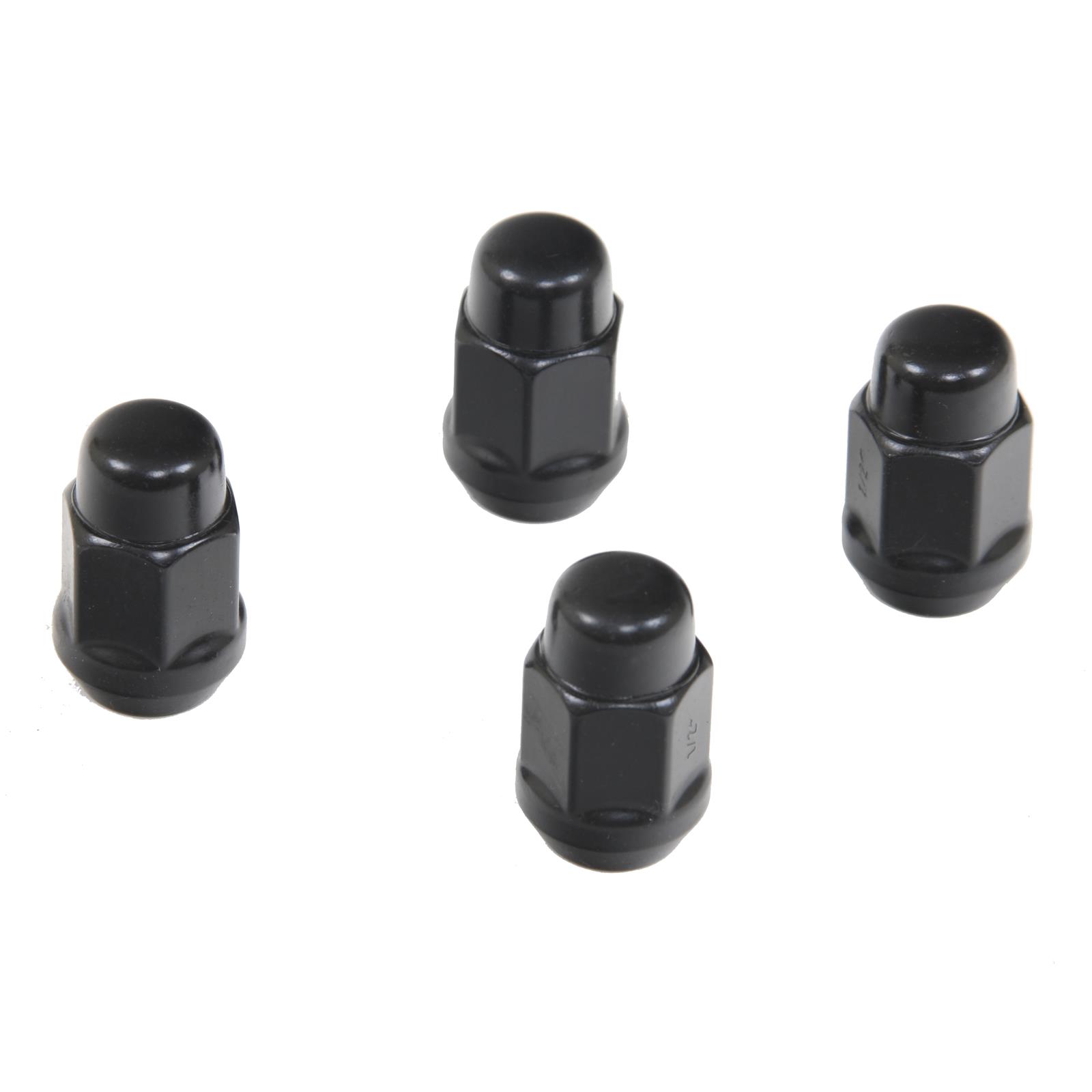 Gorilla Lug Nuts 41187BCB Nuts, Conical Seat, Bulge, 1/2 in. x 20 RH, Closed End, Black, Steel, Set of 4