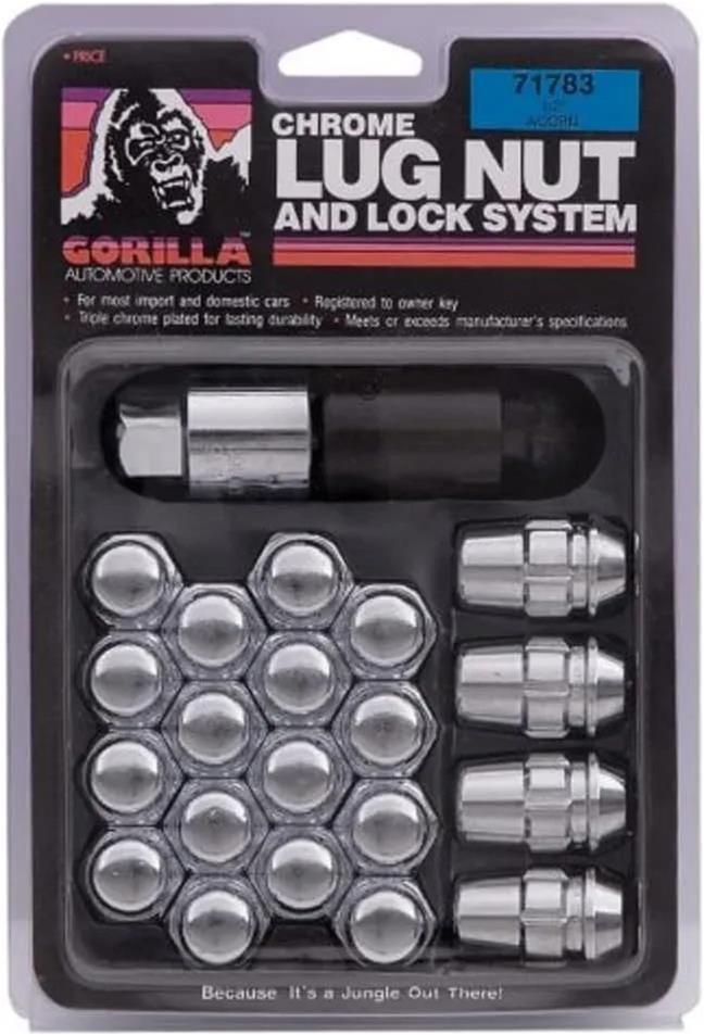 Gorilla Wheel Installation Kits 000000000000071733 Lug Nuts, Conical Seat, 12mm x 1.50 RH, Closed End, Standard, Locking, Chrome Plated Steel, Set of 20 thumbnail 2