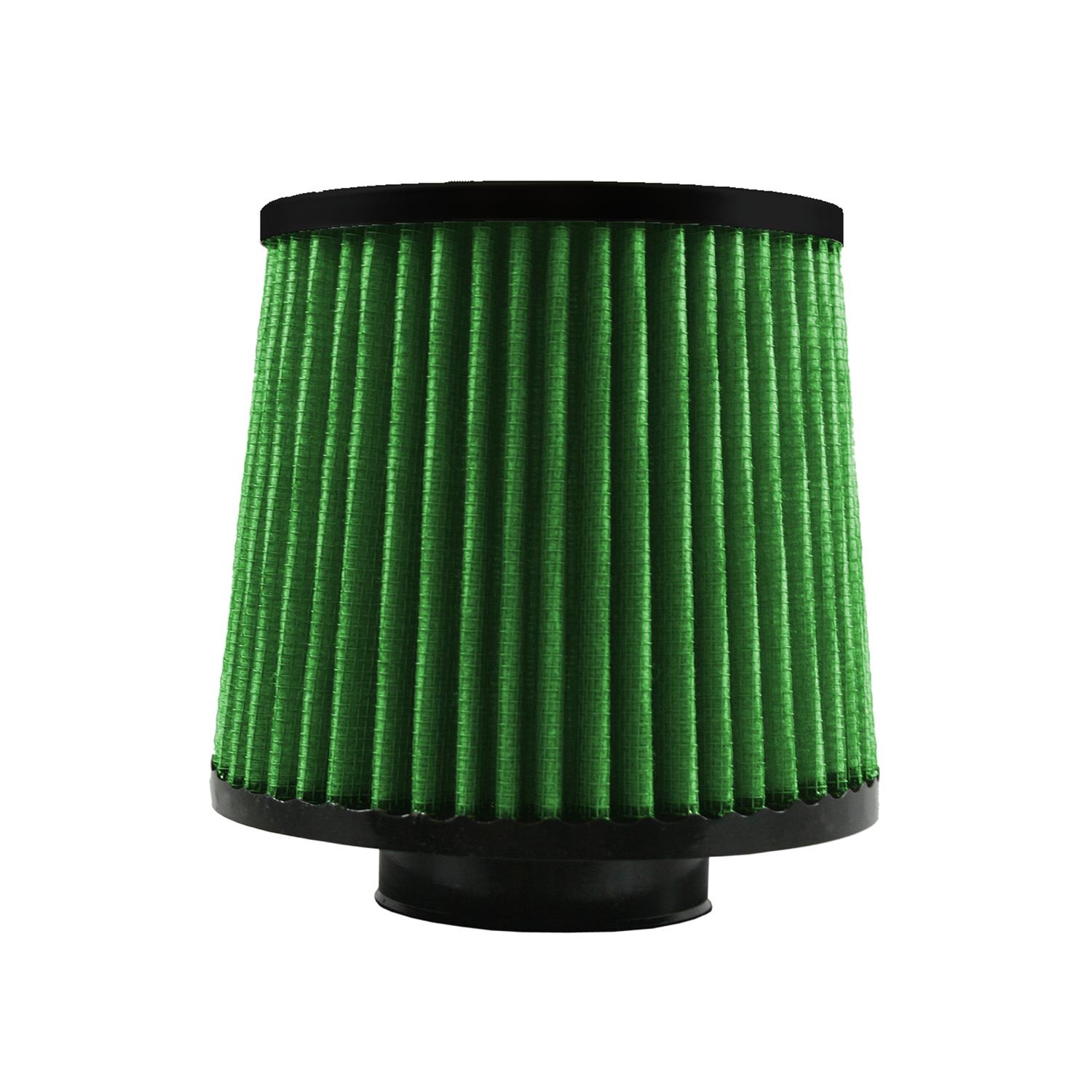 Green Filter High Performance Universal Air Filters 7092 Filter, Conical Flanged, Woven Cotton, Green, 2.250 in. Inlet Flange Diameter, 5.00 in. Length, Each