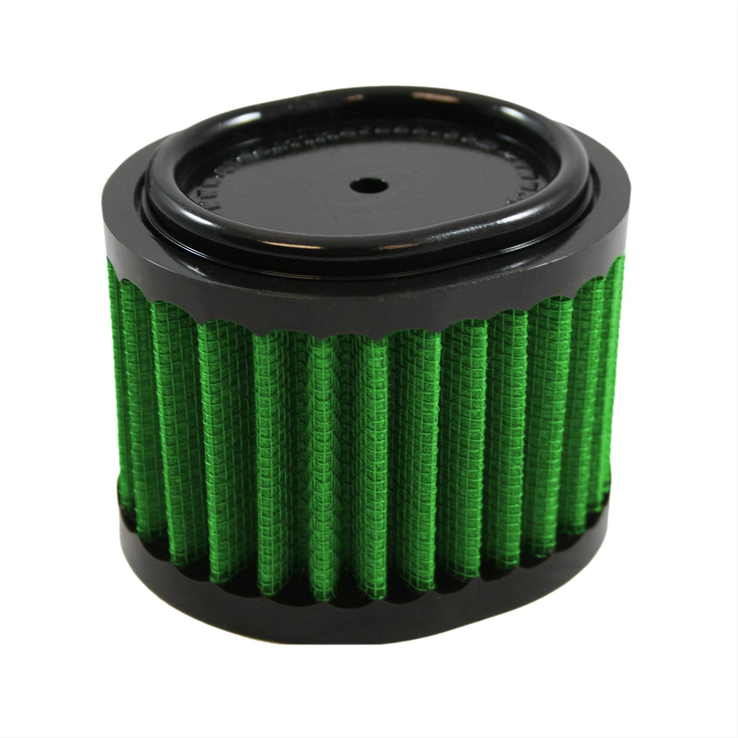 Green Filter High Performance Universal Air Filters 7180 Filter, Conical Oval Flanged, Woven Cotton, Green, 1.270 in. Inlet Flange Diameter, 3.12 in. Length, Each