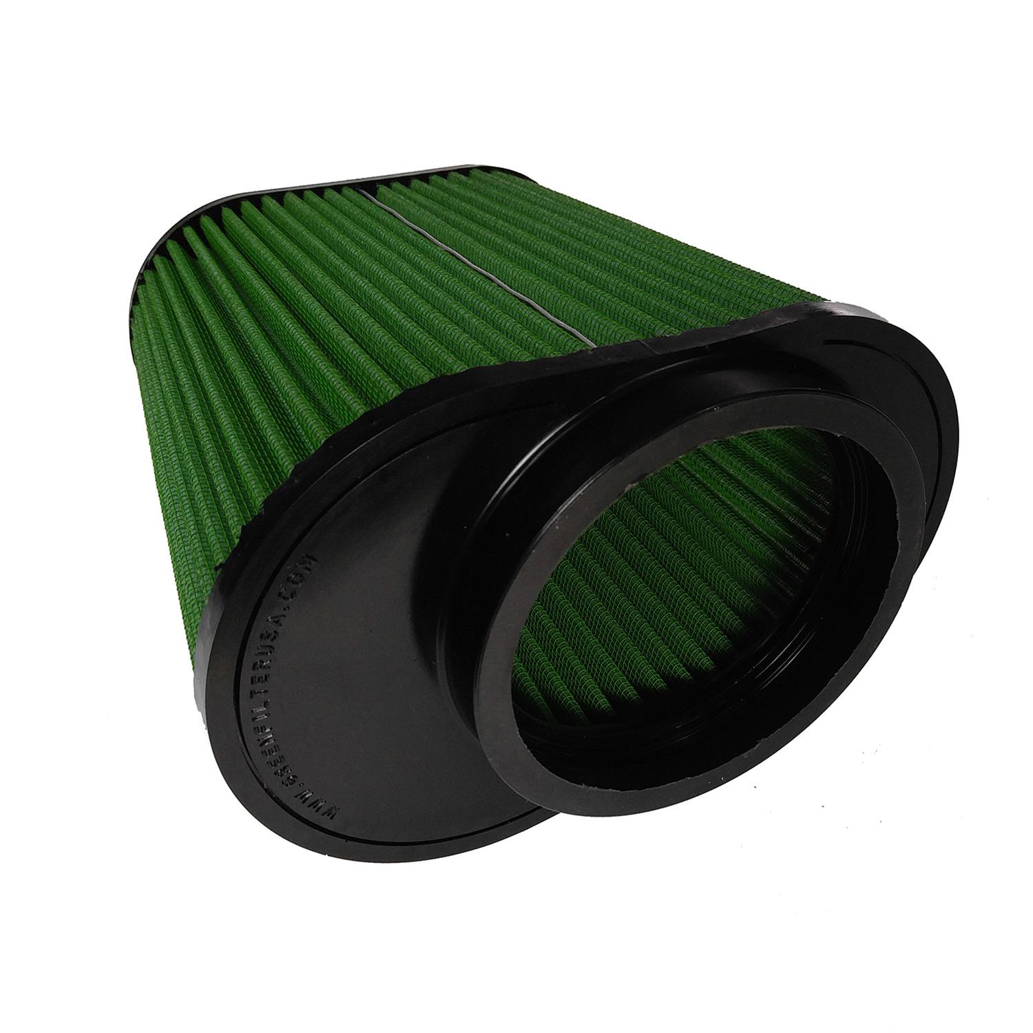 Green Filter High Performance Replacement Air Filters 7301 Filter, Conical Flanged, Cotton Gauze, Green, 5.80 in. Diameter, 7.88 in. Height, 4.63 in. Inlet Flange Diameter, Each