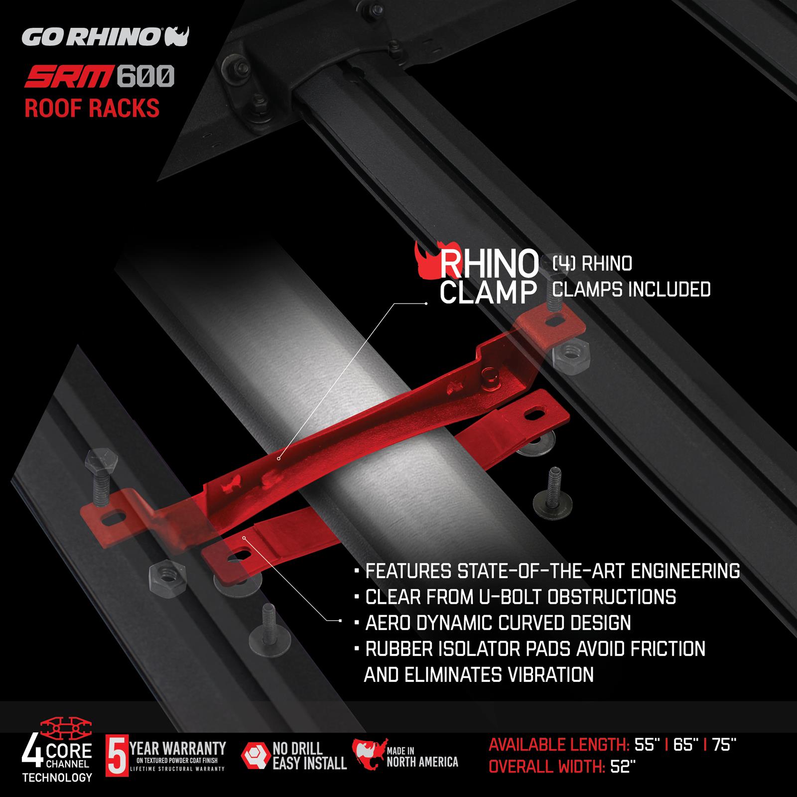 Go Rhino 5936065T Go Rhino SRM600 Series Tubular Roof Racks | Summit Racing