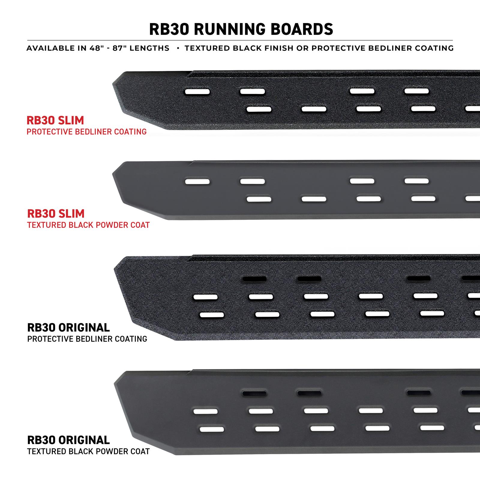 Go Rhino 69600087ST Go Rhino RB30 Slim Line Running Boards | Summit Racing