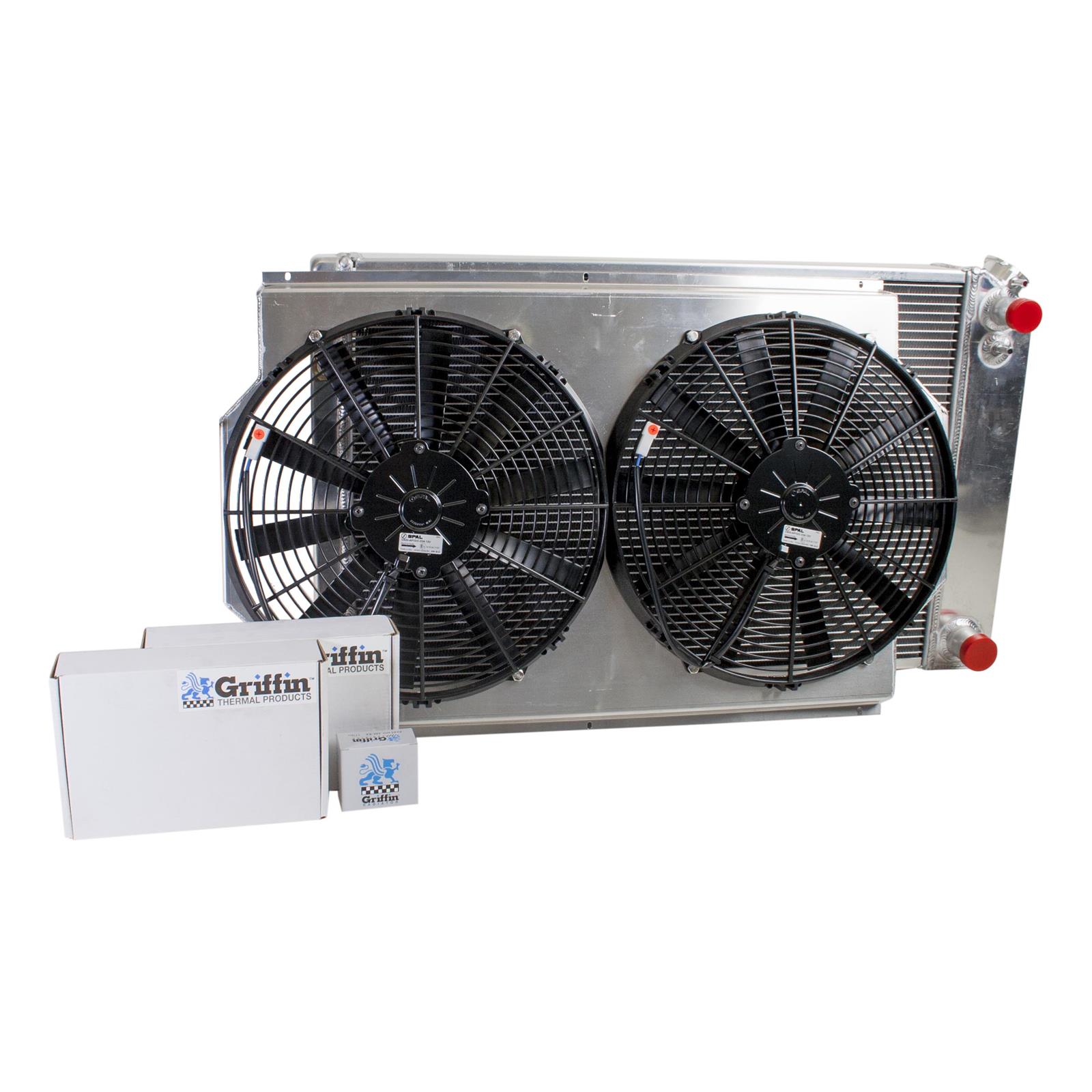 Griffin Performance Fit Radiator Combos CU-70010-LS Radiator, Crossflow, Aluminum, Natural, Dual Fan, Buick, Chevy, GMC, Oldsmobile, Pontiac, Kit thumbnail 3