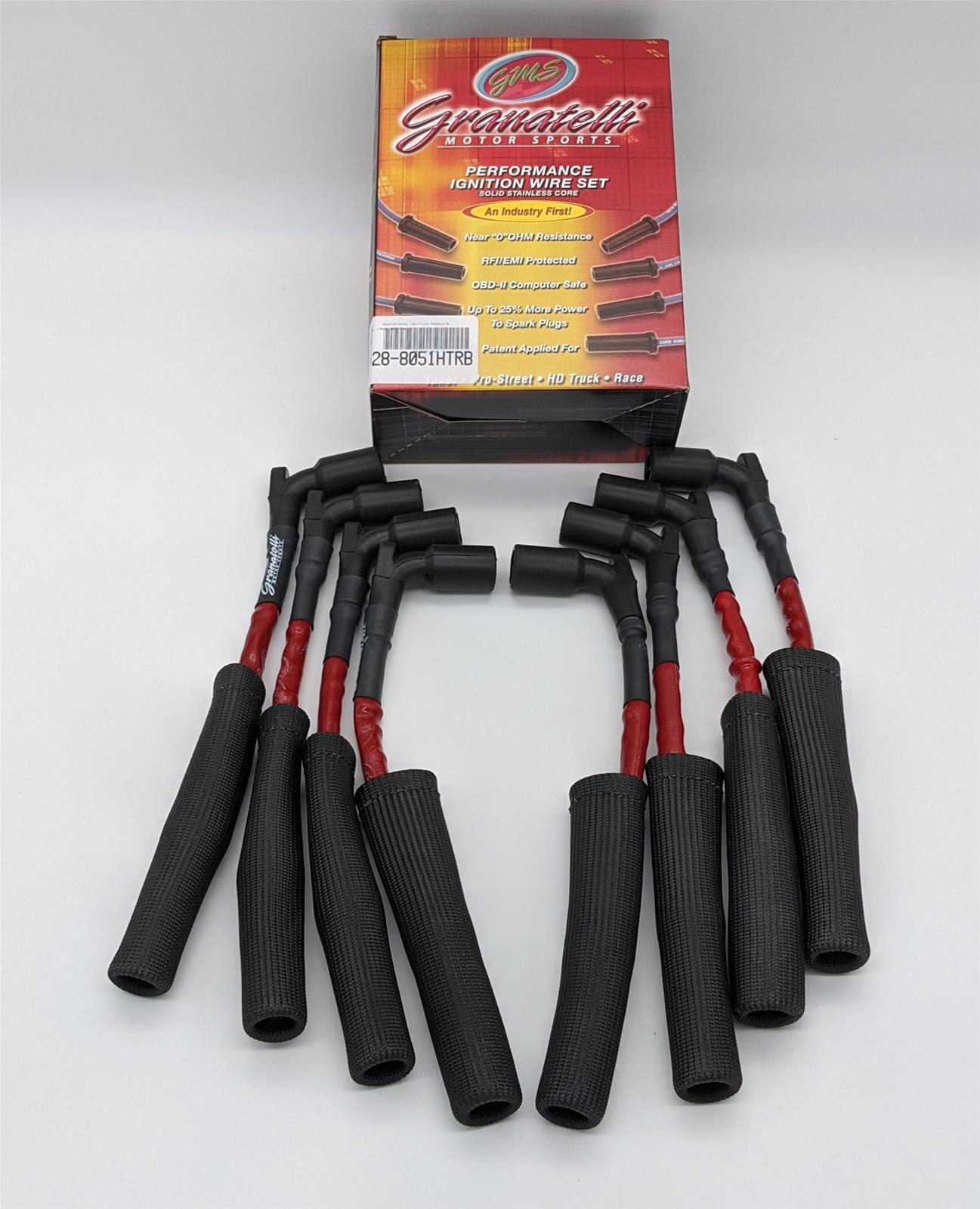 Granatelli 20-23 GM LT2 6.2L Hi-Perf Coil-Near-Plug Wire Connector Kit w/Red Jacket/Black Sleeve