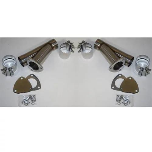 Granatelli 3.0in Stainless Steel Manual Dual Exhaust Cutout Kit w/Slip Fit & Band Clamp thumbnail 2