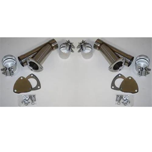 Granatelli 3.5in Stainless Steel Manual Dual Exhaust Cutout Kit w/Slip Fit & Band Clamp thumbnail 2