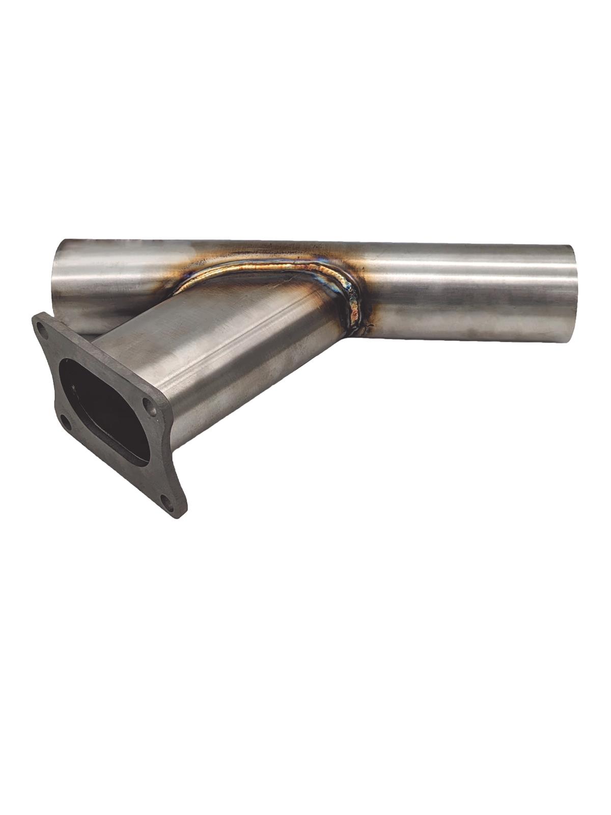 Granatelli 2.5in Round Stainless Steel Weld-In Exhaust w/3in Oval Y Adapter (Incl Flange/Plate) thumbnail 2
