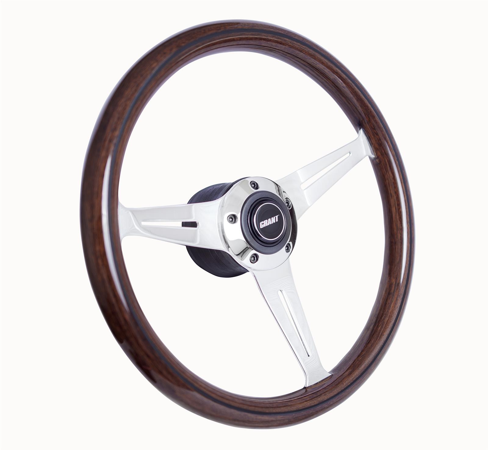 Grant Mahogany Steering Wheels 1174 Wheels, Collectors Series, 14.5 in. Diameter, Aluminum, Polished Spokes, Wood Grip, with Horn Button, Each