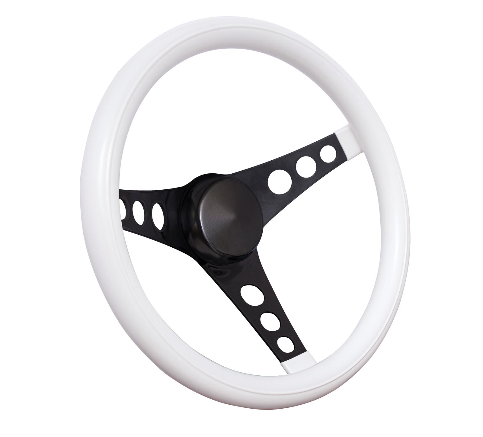 Grant Classic Foam Steering Wheels 338W Wheels, Series, 13.5 in. Diameter, Steel, Black Spoke, Grip, White, 3-Bolt Mount, with Horn Cap, Each