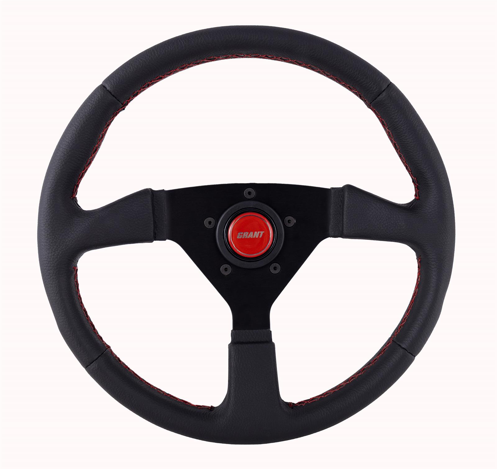 GRT Products Steering Wheels 625 Performance Wheel 13.75" Wrapped w/Red Stitching & Center Cap