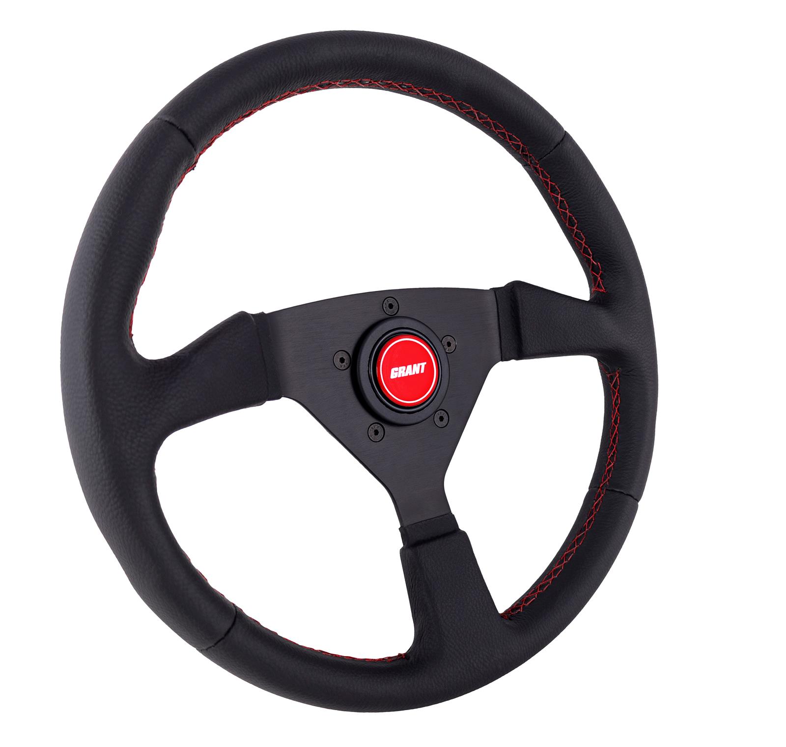 GRT Products Steering Wheels 625 Performance Wheel 13.75" Wrapped w/Red Stitching & Center Cap thumbnail 2