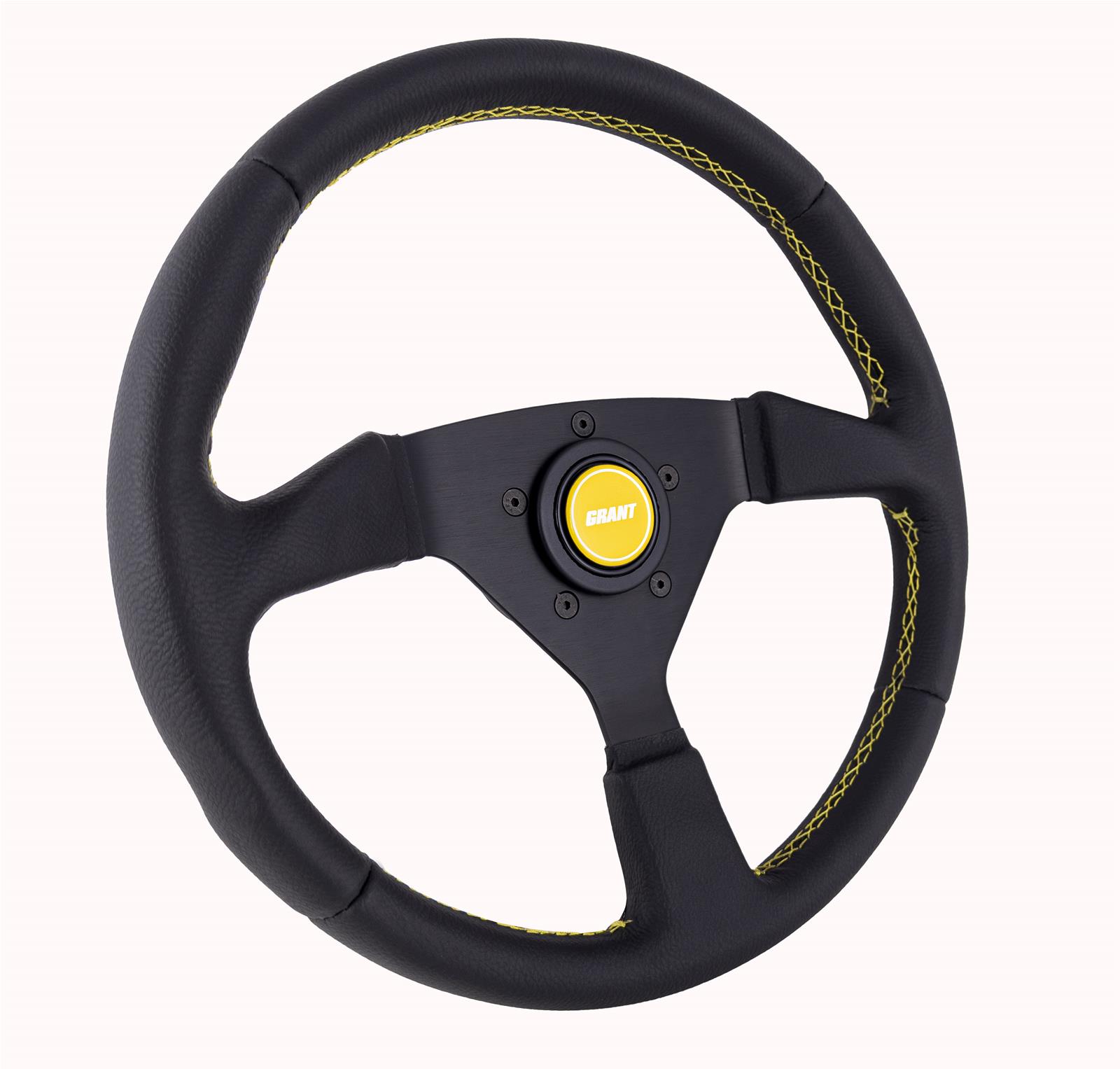GRT Products Steering Wheels 627 Performance Wheel 13.75" Wrapped w/Yellow Stitching & Center Cap thumbnail 2