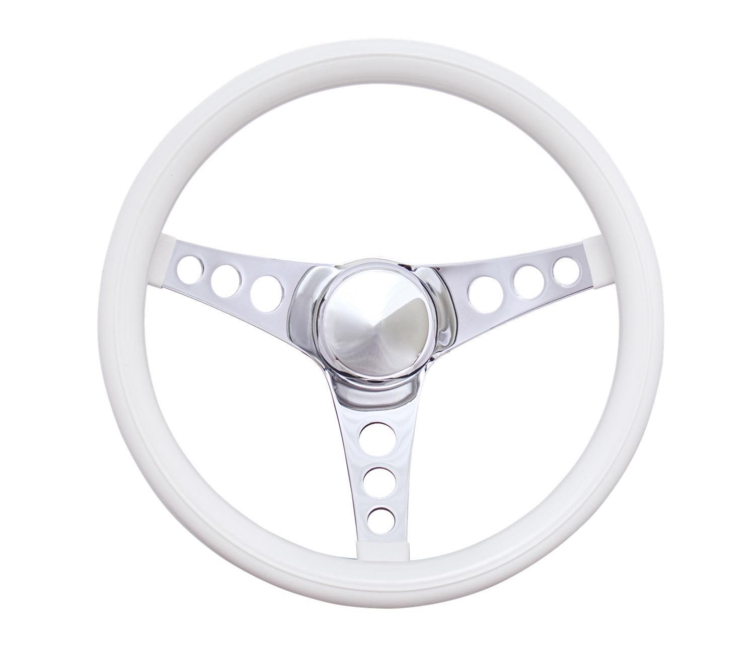 Grant Classic Foam Steering Wheels 838W Wheels, Series, 3-Spoke, 13.3 in. Diameter, Steel, Chrome, White Grip, 3.5 in. Dish, Horn Cap, 3-Bolt Mount, Each thumbnail 2